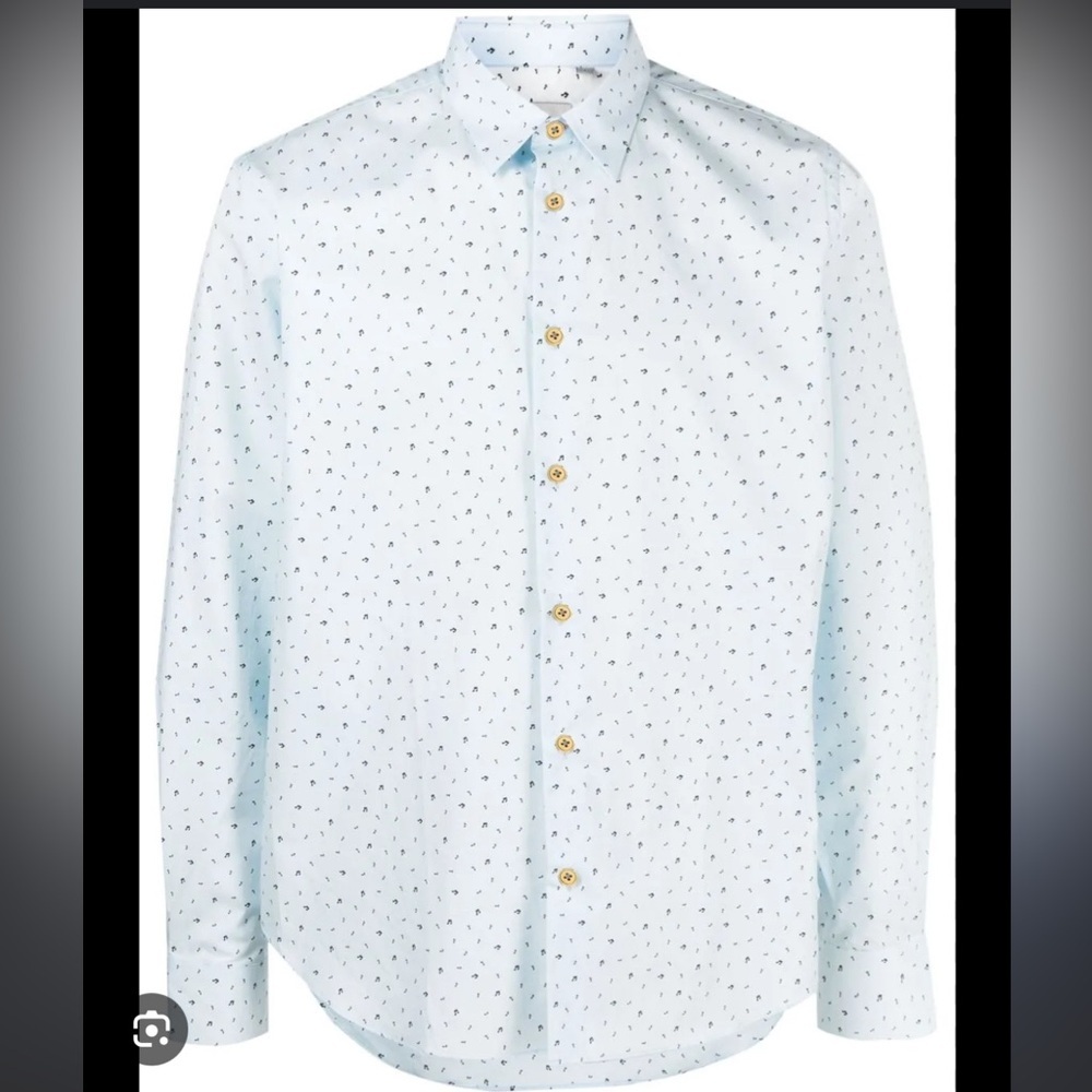 PAUL SMITH Musical Notes-print Cotton Shirt In Blue